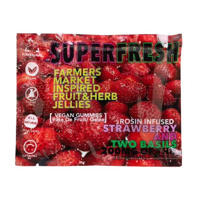Super Fresh By Super Chill | 200mg Rosin Infused Fruit Jellies | Vegan | Strawberry And Two Basils